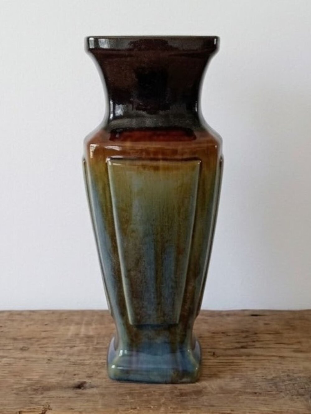 Apropos Home Collection Heavy Ceramic Vase Iridescent Glaze Vintage Metallic 15"